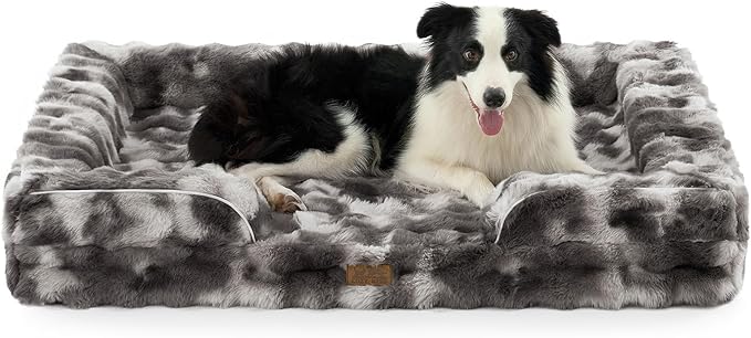 Orthopedic Dog Bed for Extra Large Dog, Soft and Warm Faux Fur Sofa for Giant by COZYKISS