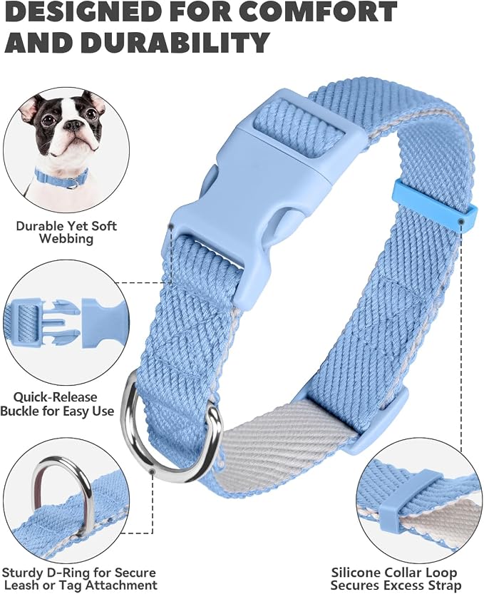 Dynmeow Soft and Breathable Cotton Dog Collar, Durable Adjustable Heavy-Duty - Image 2