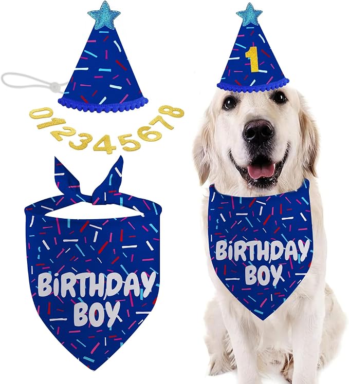Dog Birthday Bandana Set, HBD Party Supplies by GHSJYOHomeDecoration