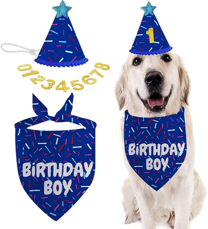 Dog Birthday Bandana Set, HBD Party Supplies by GHSJYOHomeDecoration