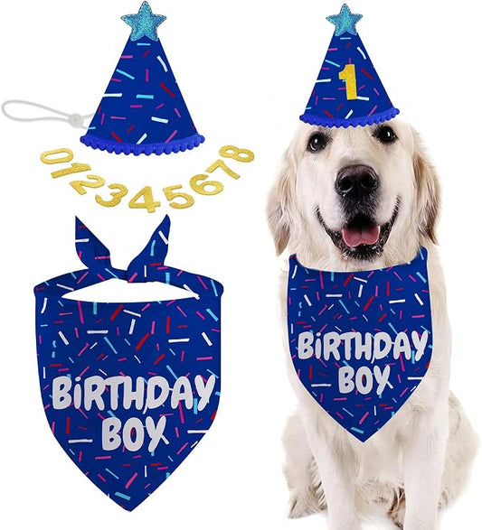 Dog Birthday Bandana Set, HBD Party Supplies by GHSJYOHomeDecoration