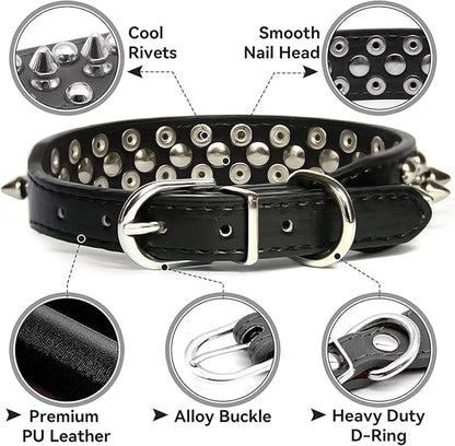 Spiked Dog Collar Soft Pu Leather Mushrooms Rivet Spike Studded Puppy - Image 3