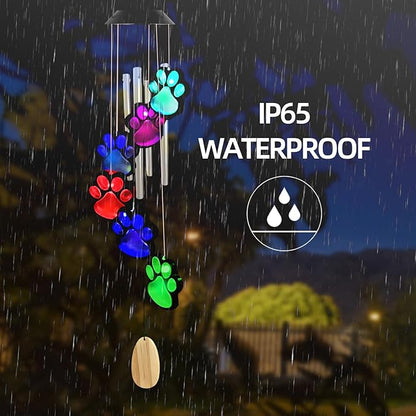 Paw Print Solar Wind Chimes for Outside, Color Changing Paw Prints Wind Chimes - Image 5