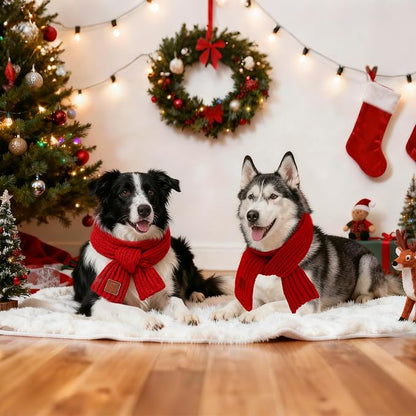 BWOGUE 2-Piece Knitted Dog Christmas Scarf & Bandana - Image 8