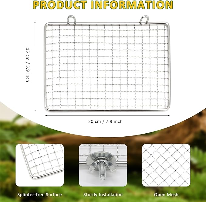 Stainless Steel Bird Perch for Cage, Open-Grid Easy Clean Parrot Perch Stand - Image 2