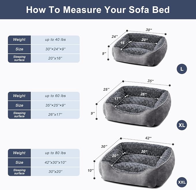 JOEJOY Rectangle Dog Bed for Large Medium Small Dogs - Image 5