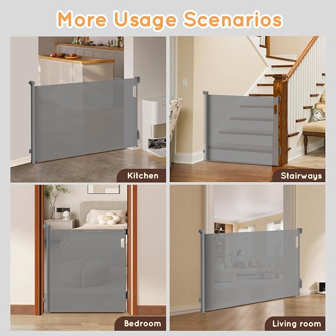 Retractable Baby Gate for Stairs, Automatic Tension, One-Hand Operation - Image 8
