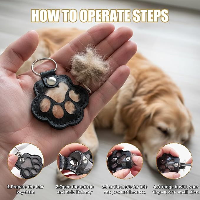 Personalized Dog Hair Keychain Pet Fur Keepsake Pet Memorial Cute Storage - Image 6