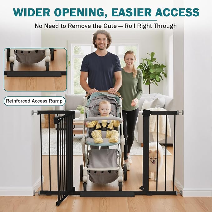 Mumeasy 29.7–48" Baby Gate for Stairs, Dog Gate for Doorways, Auto Close Child - Image 5