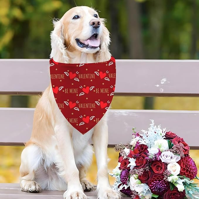 Heart Dog Bandana, 2 Pack Adjustable Holiday Party Birthday Pets Heart Bandana - Image 5