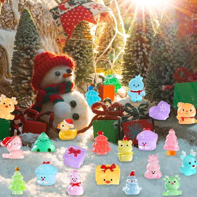DIYDEC 40PCS Mini Christmas Luminous Figurines 40 Styles Christmas Resin - Image 5