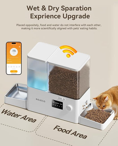 Rojeco 36Cups/8.5L WiFi Automatic Cat Feeder and Gravity Water Dispenser - Image 3