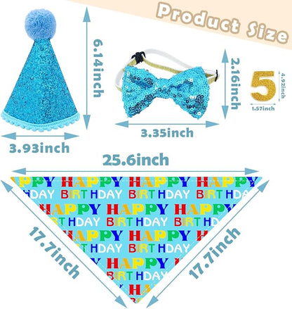 PET SHOW 3Pcs Blue Small Dog Birthday Bandana Set - Image 2