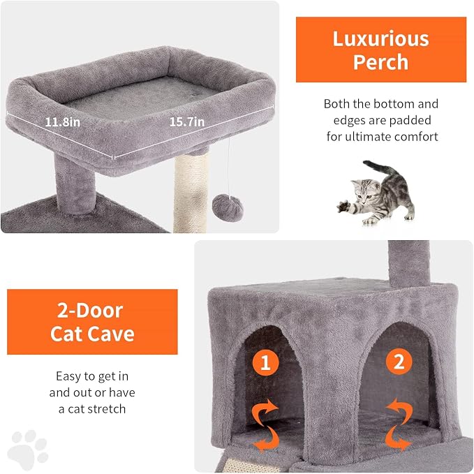 Cat Tree Tower, 36.4" Small Cat Tower - Image 3