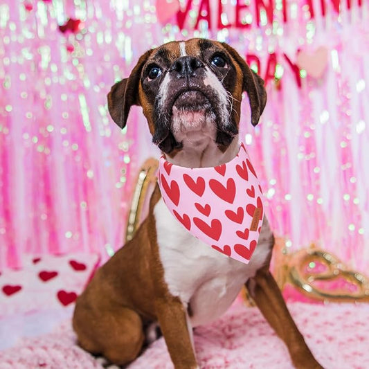 PTDECOR Valentine Dog Bandana, Reversible Valentine Pet Scarf - Image 2