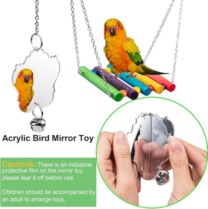 Bird Toys for Parakeets 7Pcs, Wood Parrots Budgie Cage Accessories, Bird Perch - Image 5