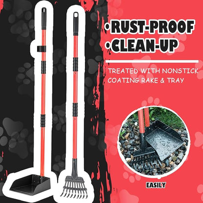 MXF Pooper Scooper, Dog Pooper Scooper Long Handle Stainless Metal Tray and - Image 3