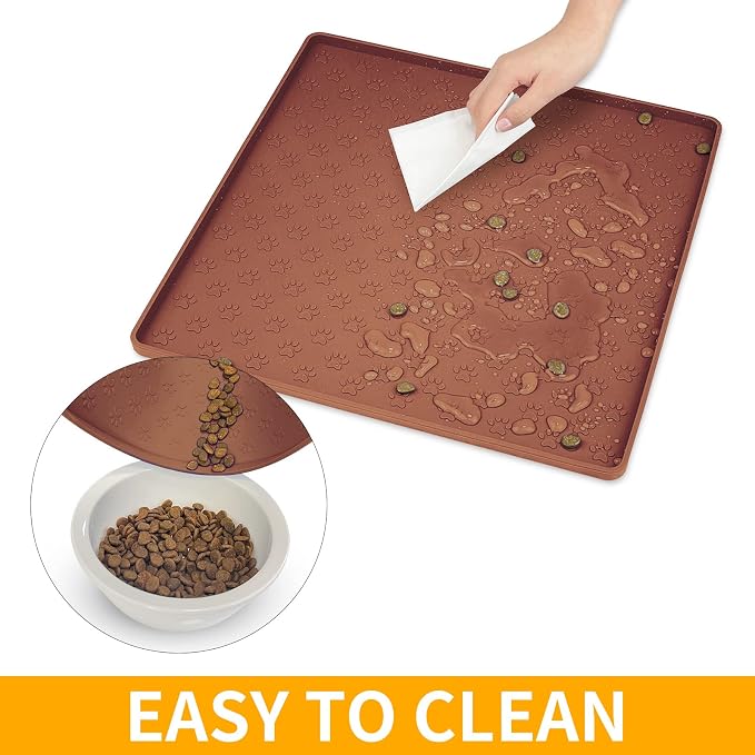 Ptlom Pet Placemat for Dog and Cat, Waterproof Silicone Pet Feeding Bowl Mats - Image 7