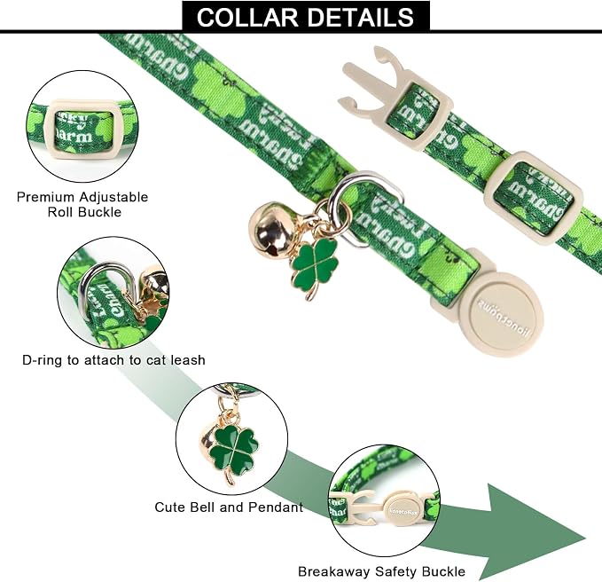 Lionet Paws 2pcs Pack St. Patrick Cotton Cat Collar, Breakaway Buckle - Image 2