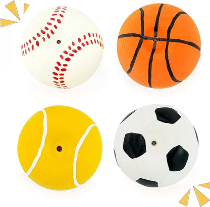 CHIWAVA 4 Pack 2.4" Squeak Latex Puppy Dog Toy Ball Sports Balls Sets Fetch by Chiwava