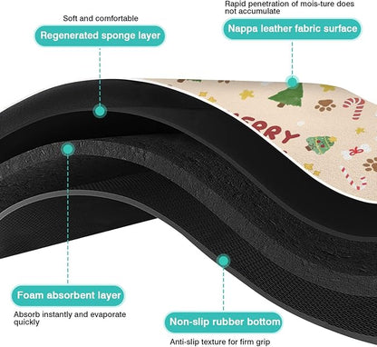 Christmas Dog Food & Water Mat, Paw Prints Santa Claus Snowman Xmas Pet Feeding - Image 6