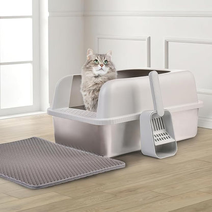 Henkelion 2 Pack Stainless Steel Cat Litter Box - Image 6