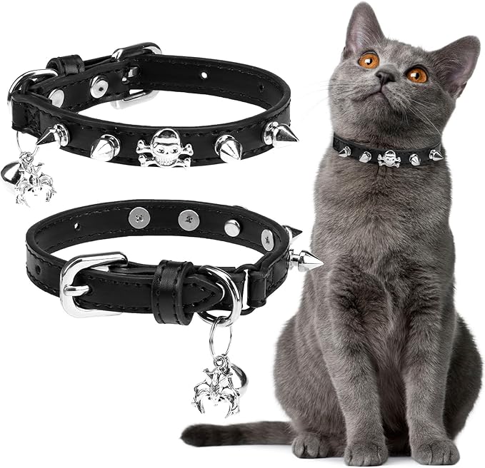 EXPAWLORER Leather Cat Collar for Girl Boy- Adjustable Pet Collar by EXPAWLORER