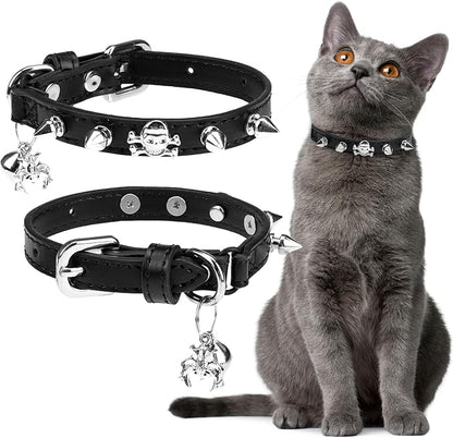 EXPAWLORER Leather Cat Collar for Girl Boy- Adjustable Pet Collar by EXPAWLORER