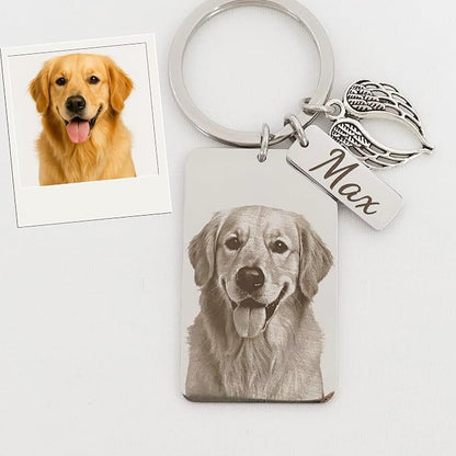 Custom Pet Portrait Keychain – Personalized Photo Engraved Keychain - Image 2
