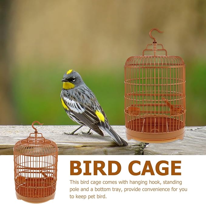 VILLCASE Round Bird Cage for Small Birds, 9.8" X 17.6 “ Plastic Travel Carrier - Image 3