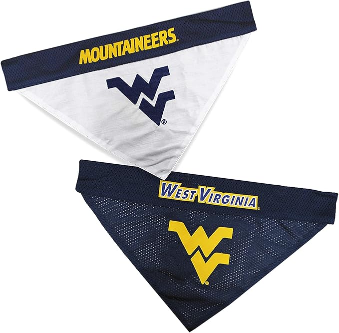 Pets First Collegiate Pet Accessories, Reversible Bandana, West Virginia by PETSFIRST