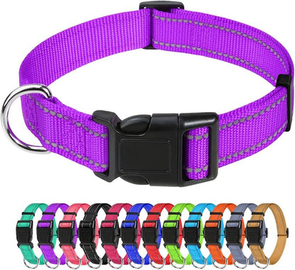 TagME Reflective Nylon Dog Collars, Adjustable Classic Pet Collar by TagME