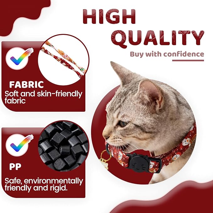 Elegant little tail 2 Pack Cat Collar- Christmas Cat Collars Breakaway - Image 3