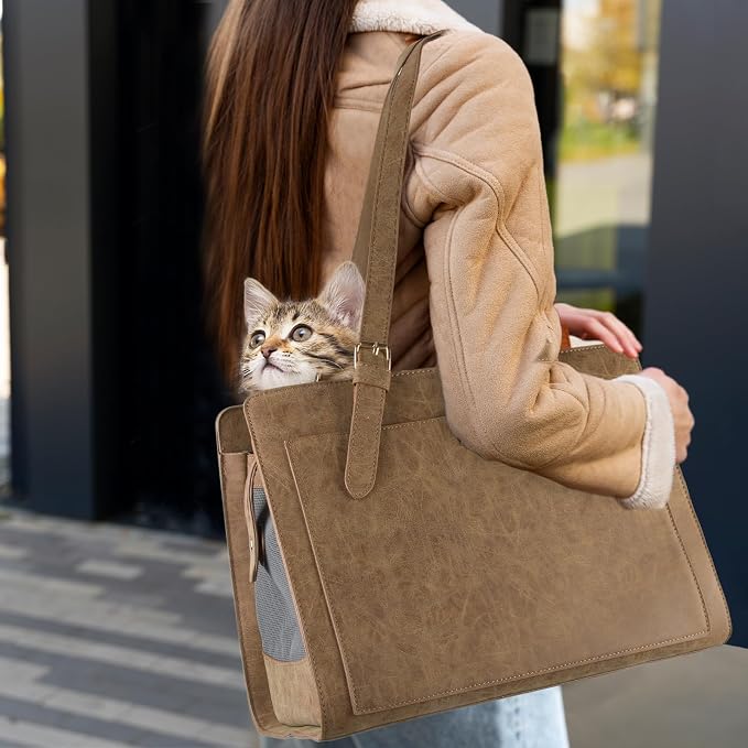 Stylish Pet Carrier Purse Leather Bag - Image 2
