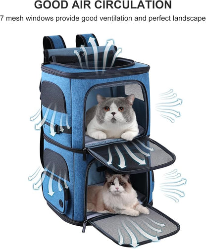 Double Cat Carrier for 2 Cats, Dog Backpack Carrier for Medium Dogs, Double - Image 4