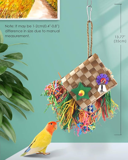 Bissap Bird Chew Toys, Parrot Foraging Shredder Natural Palm Frond Hanging Cage - Image 2