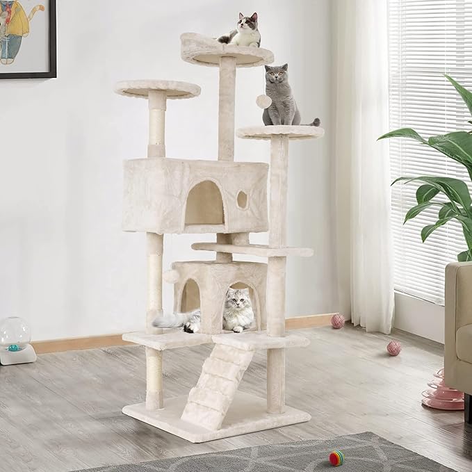 Heavy Duty Cat Tree Tower, Cat Condo, Hanging Ball by BORGEBY