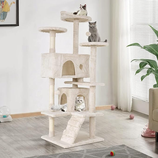 Heavy Duty Cat Tree Tower, Cat Condo, Hanging Ball by BORGEBY
