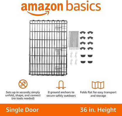 Amazon Basics Foldable Metal Exercise Dog Playpen, Indoor/Outdoor, Single Door - Image 5
