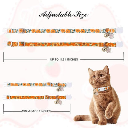 Unique Style Paws Fall Kitten Collar, 2 Pack Orange Cat Collar - Image 2