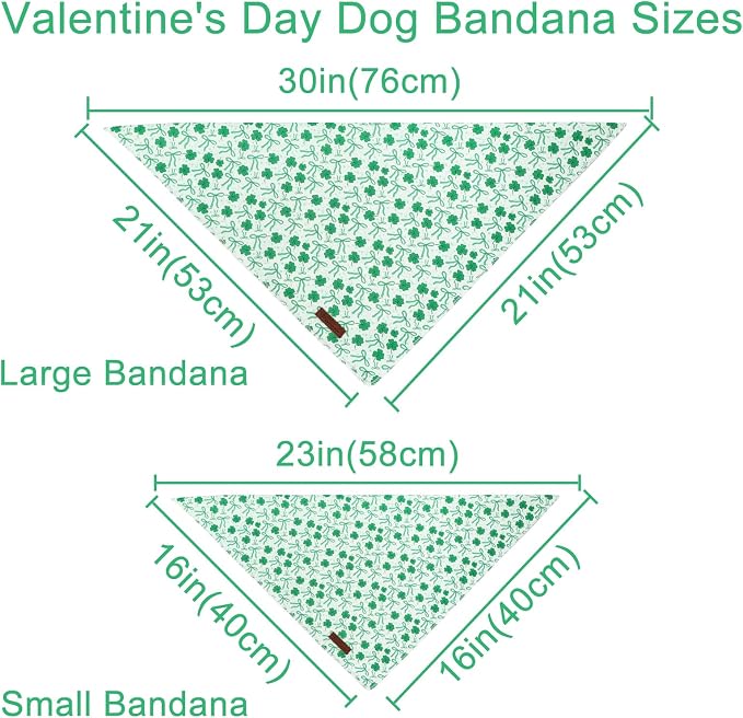 St. Patrick's Dog Bandana, UP URARA PUP Shamrock Triangle Bid, Clover and Bow - Image 2