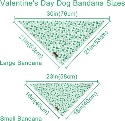 St. Patrick's Dog Bandana, UP URARA PUP Shamrock Triangle Bid, Clover and Bow - Image 2