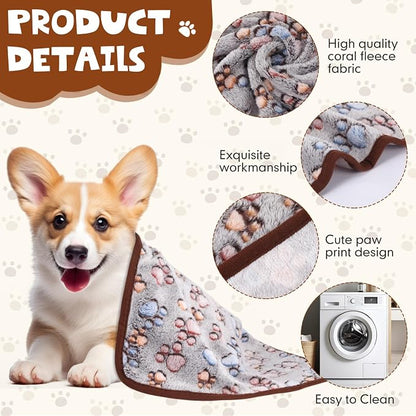 Chumia 40 Pcs Blankets Soft Fluffy Fleece Washable Pet Dog Sleep mat Paw Print - Image 3
