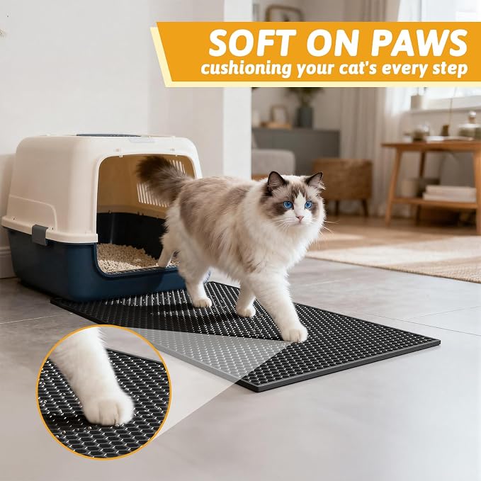 Pieviev Cat Litter Mat Double Layer Waterproof Urine Proof Trapping Mat 1 Pack) - Image 4