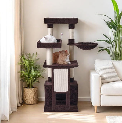 Cat Tree, 50.31-Inch Cat Tower for Indoor Cats, Cat House by PET+FULED