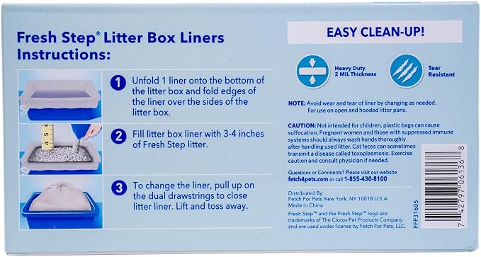 Fresh Step Drawstring Cat Litter Box Liners, Unscented Heavy Duty Kitty Litter - Image 5