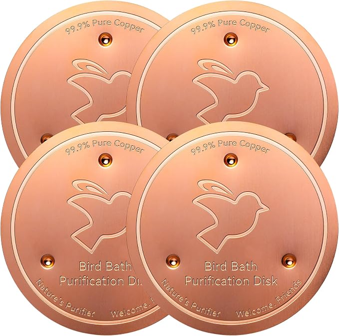 Mellbree 4-Pack Bird Bath Copper Disk, 0.6mm Reinforced 99.99% Pure Copper by Mellbree