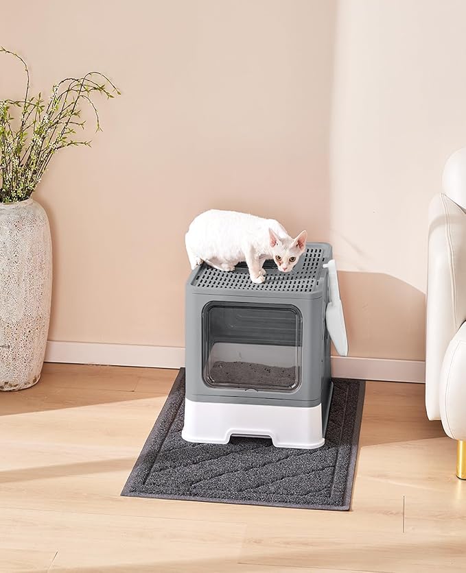 Cat Litter Box with X-Large Litter Mat and Scoop, Large Covered Litter Box with - Image 8
