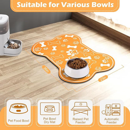 Dog Cat Mat for Food and Water, Rapid Absorbent Pet Feeding Mat, Bone Shaped - Image 7