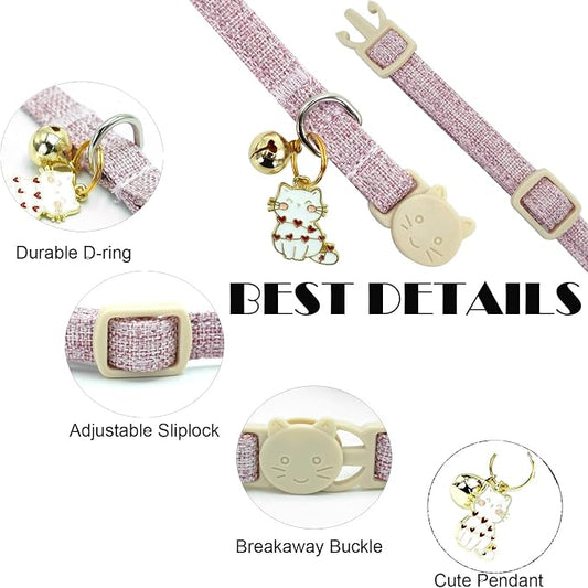 Elegant little tail 2 Pack Cat Collar- Pink&Blue Linnet Cat Collars Breakaway - Image 2